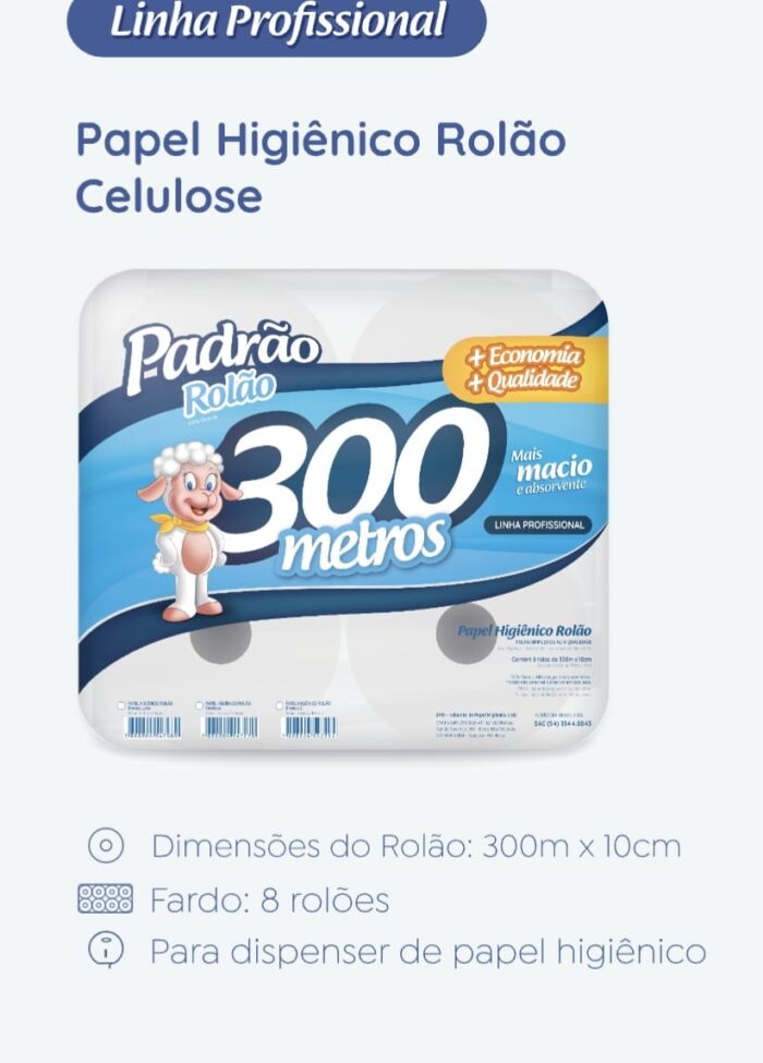 Papel higiênico 300 metros