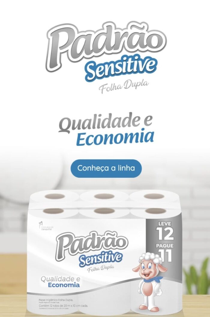 Papel higiênico Padrão Sensitive 12 rolos
