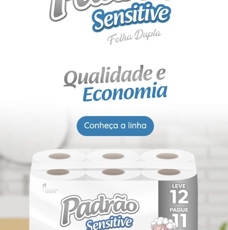 Papel higiênico Padrão Sensitive 12 rolos