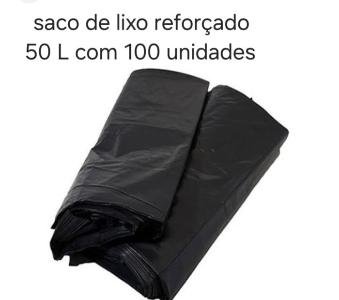Saco de lixo reforçado 50ltrs com 100 unidades