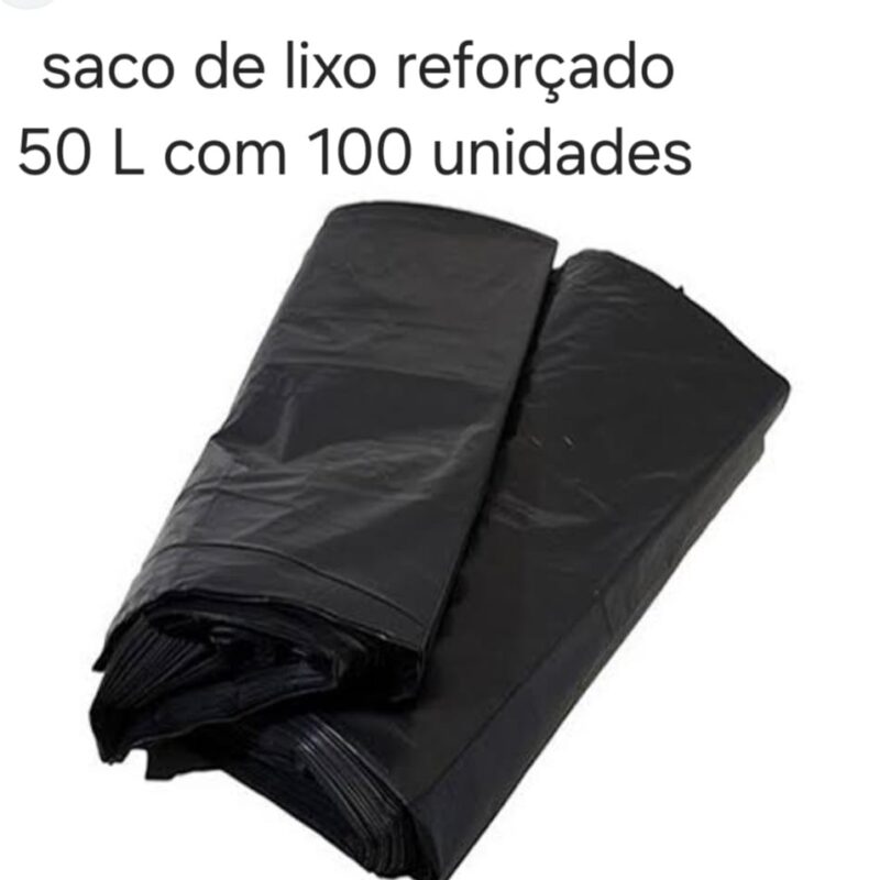 Saco de lixo reforçado 50ltrs com 100 unidades