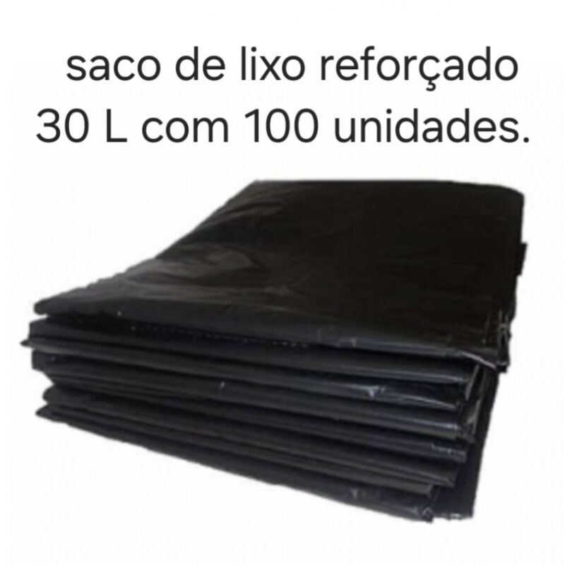 Saco de lixo reforçado 30ltrs com 100 unidades